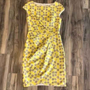 ❌ SOLD ❌ Lela Rose Yellow & Taupe Cocktail Dress